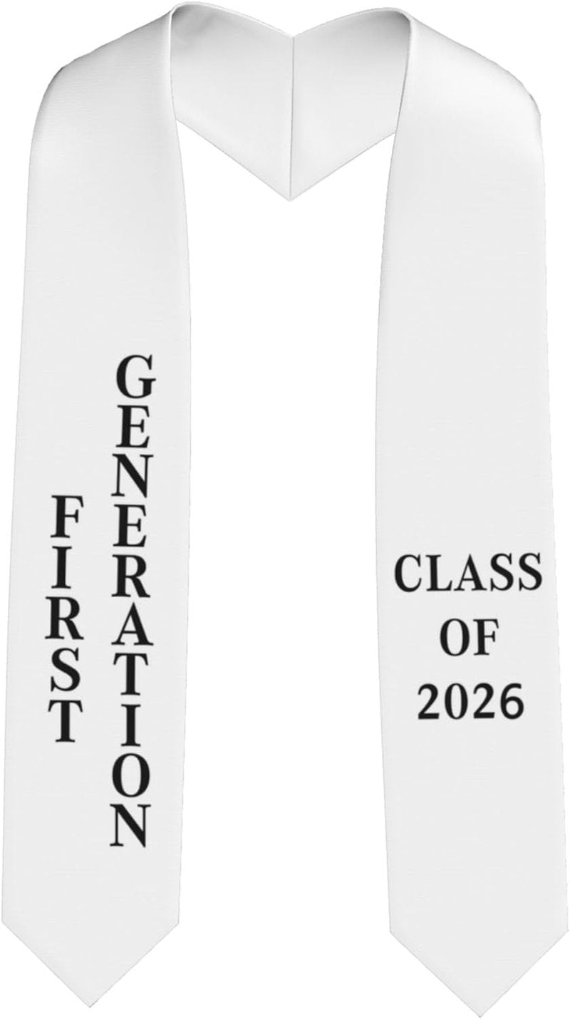 First Generation Graduation Stole - Class of 2026 | White Stole for High School & College Graduates