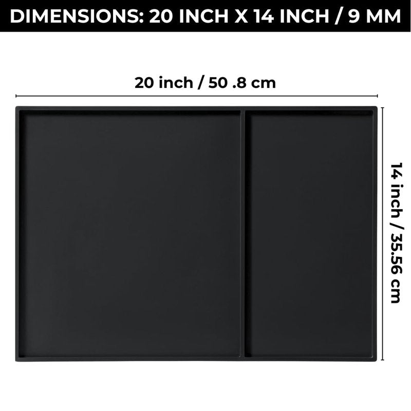 HAPPYPOSH Extra Large Barber Mat 20" x 14", Professional Non-Slip Barber Station Mat for Clippers & Tools, Rubber Barber Organizer Counter Pad, Easy-Clean Barbershop Workstation Mat. Black