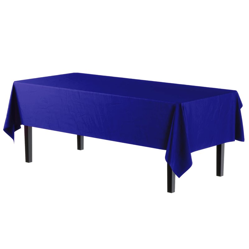 Exquisite Party Solids 6-Pack Premium Plastic Tablecloth 54in. x 108in. Rectangle Plastic Table Cover - Navy