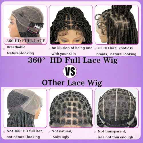 Ombre Red Goddess Faux Locs Wigs for Black Women Full Lace Knotless Glueless Boho Curly Braid Wig with Baby Hair Long Dreadlock Hippie Locs Twist Synthetic Wig 30 inch