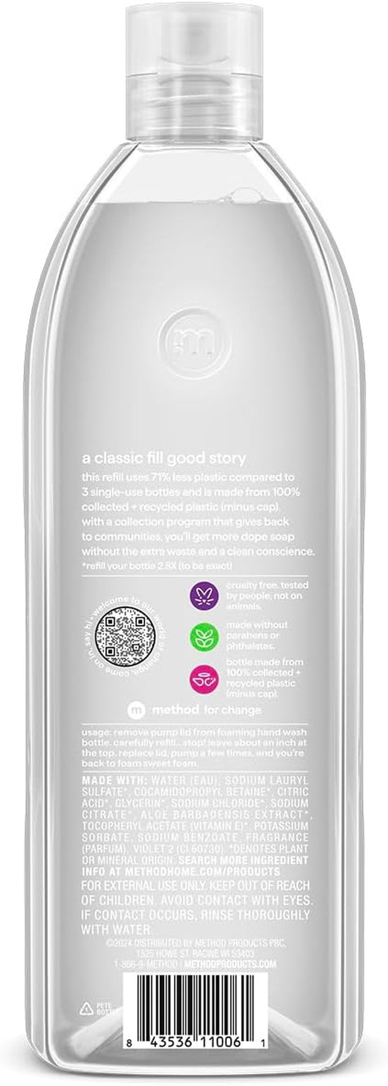 Method Foaming Hand Soap, Refill, Sweet Water, Recyclable Bottle, 28 oz, (Pack of 1) (Packaging May Vary)
