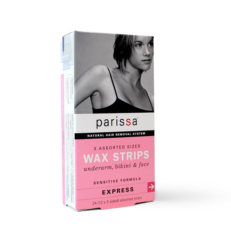 Parissa Wax Strips Assorted Sizes, Hair Removal Waxing Kit Sensitive Skin Formula, 8ml Azulene Aftercare Oil SA 24 Count (Pack of 1)