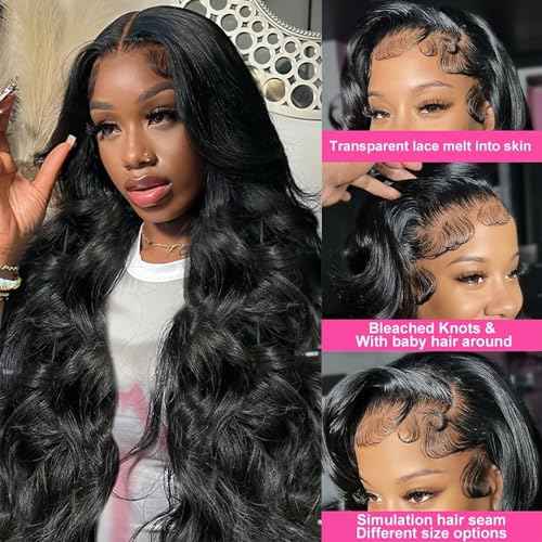26 Inch Body Wave Lace Front Wigs Human Hair 13x6 Lace Frontal Wigs for Black Women 180% Density HD Transparent Lace Wigs for Women Pre Plucked Gluless Wigs Human Hair HD Lace Front Wigs Human Hair