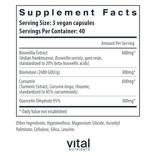 Vital Nutrients BCQ | Vegan Boswellia, Bromelain, Curcumin & Quercetin Supplement | Joint Support Supplement | Supports Sinus & Digestive Health | Gluten, Dairy, Soy Free | 120 Capsules