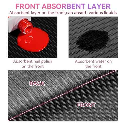 Makartt Disposable Nail Mats: 50Pcs Fordable Nail Paper Towels for Table Acrylic Practice Sheet 3 Ply Waterproof Nail Art Table Mats Clean Pads for Salon Manicure Tattoo Black