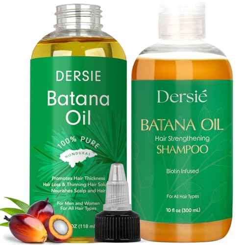 Dersie Batana Oil for Hair Growth Kit ? 100% Pure Batana Oil & Batana Shampoo Sourced from Honduras ? Promotes Hair Growth & Nourishes Scalp ? For Hair Loss, Thinning Hair, Dry, Damaged & Curly Hair