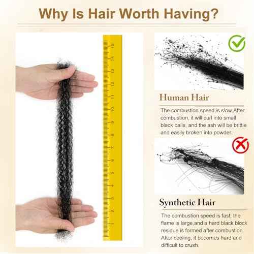 Afro Twist Human Hair 16 Inch Afro Kinkys Bulk Human Hair 40g/Bundle Natural Black Human BraidingHair for Loc Extensions Marley Twist Brainding Hair (16inch,Pack of 2)
