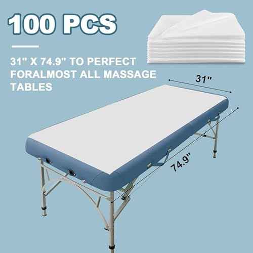 Disposable Massage Table Sheets 100PCS -Massage Bed Cover - Non-Woven Fabric Oil-Waterproof,Comfortable, Thick and Durable, Soft, Latex-free, Disposable Waterproof Sheets 31.5" x 74.9"(White)