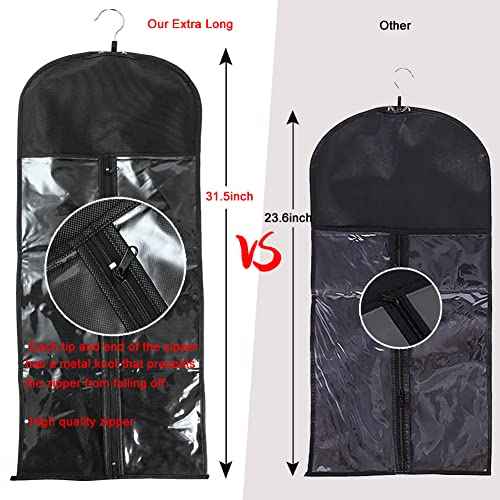 2Pcs Hair Extension Holder, Extra Long Wig Storage Bag with Hanger, Hair Extensions Wig Storage for Multiple Wigs, Hairpieces, Portable Travel-Ready Hair Extensions Bag (31.5 Inch, 2Pcs Black)