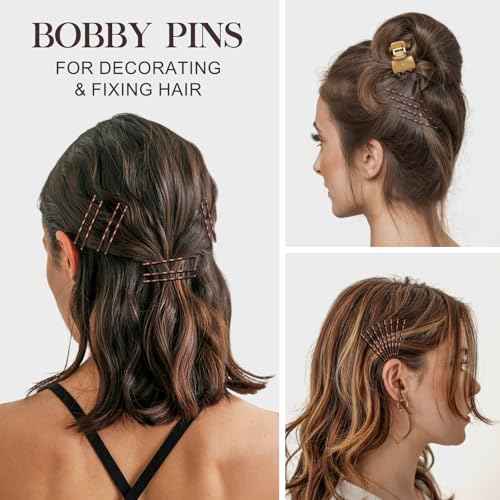 300 Pcs Bobby Pins Brown for Women and Girls, Reusable Invisible Wave Non Slip Brown Hair Pins, 2Inches Bulk With Storage Box