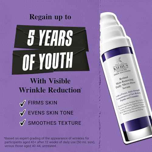 Kiehl's Daily Micro-Dose Anti-Aging Retinol Facial Serum, Reduces Wrinkles, Firms Skin, Evens Skin Tone, Youth Renewing & Hydrating Formula, with Retinol & Ceramides, Paraben-free, Fragrance-free