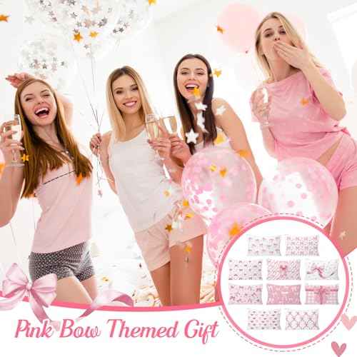 30pcs Pink Bow Makeup Bag Coquette Cosmetic Bags for Women Elegant Bow Preppy Pink Pouch Travel Toiletry Bag Bow Themed Thanksgiving Christmas Gifts for Women Girls