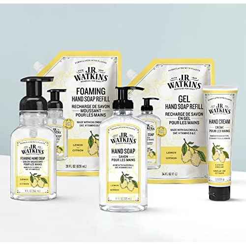 J.R. Watkins Natural Moisturizing Hand Cream, Hydrating Hand Moisturizer with Shea Butter, Cocoa Butter, and Avocado Oil, Cruelty Free, 3.3oz, Lemon Cream, 3 Pack