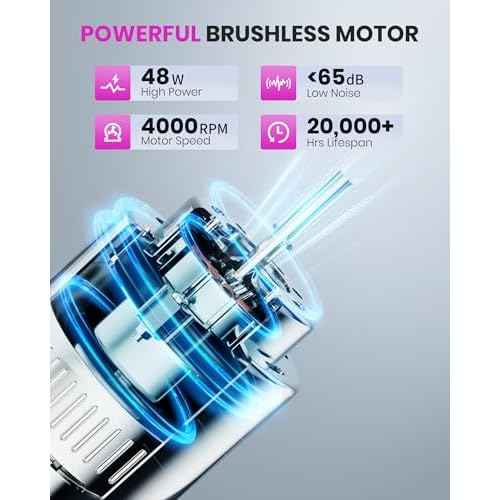Nail Dust Collector, Corded Powerful Suction Dust Collector for Nail Tech with 10 Speed Levels, Low Noise Nail Fan Dust Collector for Professional Salon & Home, Detachable & Easy to Clean