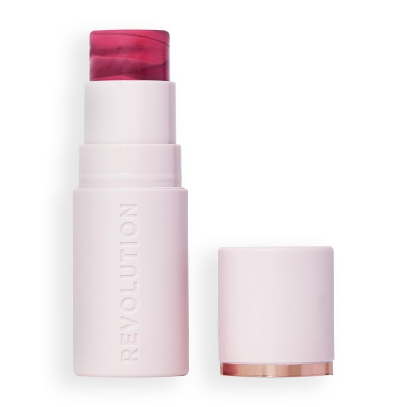 Revolution Beauty London, Skin Silk Marble Blush Stick, Buildable Color for Cheek, Eye, & Lip, Cream-to-Powder Formula, Vegan & Cruelty-Free, Berry Flush, 0.15 oz
