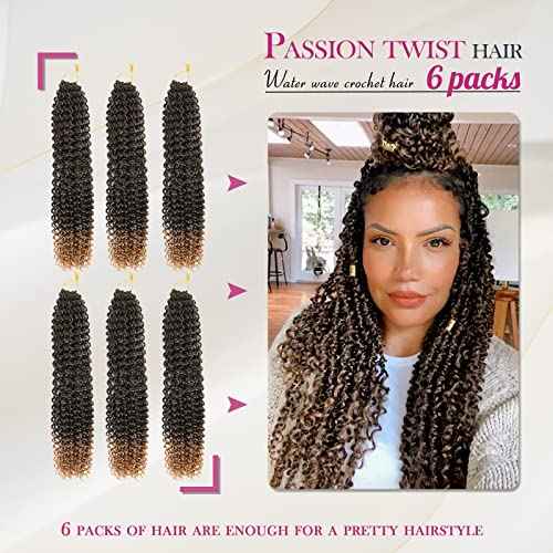 Dansama Passion Twist Hair Water Wave Braiding Hair for Butterfly Style Crochet Braids Bohemian Hair Extensions (18inch (Pack of 6), T1B/27, Economy Pack)