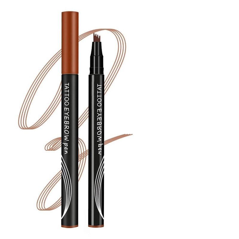 Microblading Eyebrow Pencil - 4-Tip Waterproof Brow Pen for Precise Contouring | Dark Brown