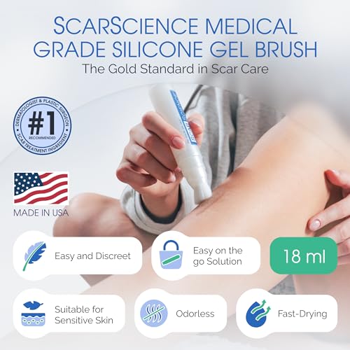 100% Silicone Scar Gel Cream Serum ? Ultra-Soft Brush Applicator for Gentle Scar Therapy After Cosmetic Procedures, Facial Peels, Surgical, Acne, Burn & Keloid Scars ? Hypoallergenic & Fragrance Free