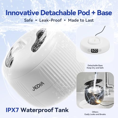 2025 Upgrade JEDIA Ultrasonic Retainer Cleaner Machine with 4 Modes ? 45kHz 180ML Ultrasonic Cleaner for Retainer, Denture, Mouth Guard, Jewelry, Ring, Leak-Proof Detachable Tank & Base, Easy-to-Clean