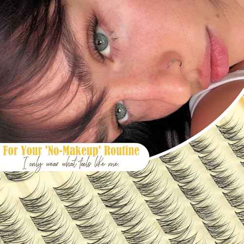 Natural Lash Clusters Kit 8-12MM Short Cluster Eyelash Extensions Kit Clear Band Cluster Lashes Wispy Eyelash Clusters CC-Curly Fluffy Individual Lashes with Lash Bond and Seal for Easy Application