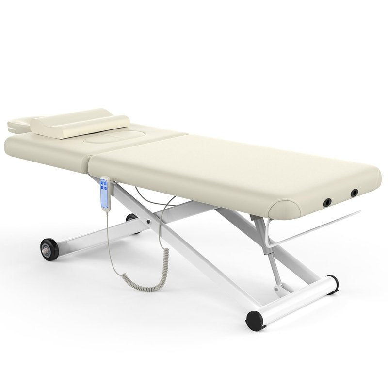 Dolonm Electric Massage Table, Heavy Duty Electric Lift and Electric Backrest 2 Motor Adjustable for Treatment/Medical Spa/Facial Bed/Beauty Bed/Massage Beds and More - 31.2 Wide x 75 Long, White