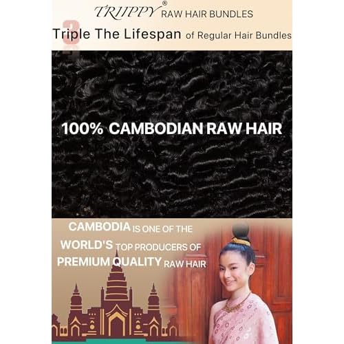 TRIIPPY Real Raw Burmese Curly Bundles Human Hair,100% Burmese Raw Hair Sew in Weave Single Bundle,Triple The Lifespan Over Regular Virgin Hair Bundle,No.1 Raw Hair Brand On Amazon(14 Inch)