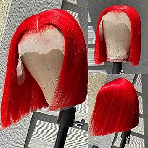 Red Bob Wigs Human Hair Lace Front Pre Plucked 12 Inch 180% Density for Women 13x4 HD Lace Frontal Straight With Baby Hair Wear and Go Glueless Straight Short Bob Wigs