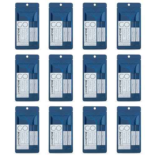 Bold Mint GO Travel Size Mouthwash Packets - Bulk Individual Mini Mouthwash Packets - Perfect Travel Size Toiletries for Guest Bathrooms - Alternative to Breath Strips and Spray, Alcohol and Dye Free