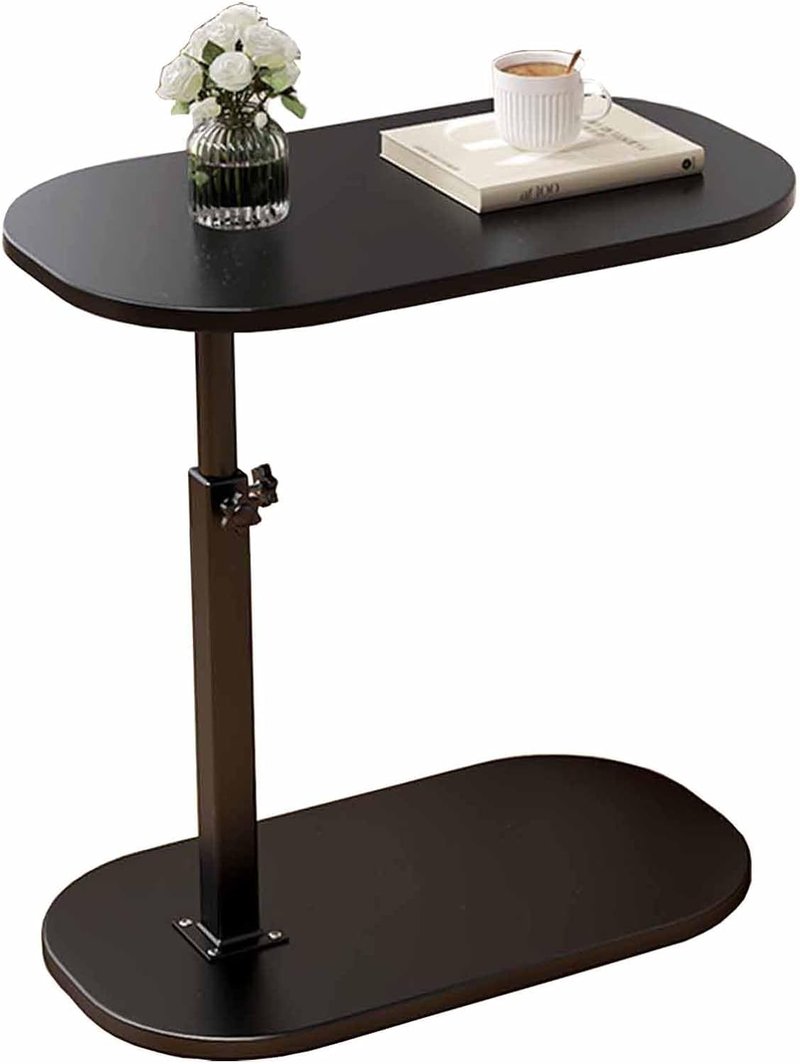 Simcat C Shaped Side Table,Adjustable Height C Table End Table for Couch,360°Swivel Couch Side Tables Slide Laptop Desk for Sofa/Bed/Bathtub/Rotating Tabletop (Black)