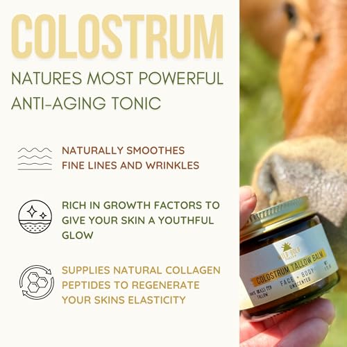 100% Grass Fed Tallow Balm with First Colostrum, Rose Oil & Emu Oil - Handmade in USA Whipped Beef Tallow for Face and Body, Beef Tallow for Skin Tallow Moisturizer (Mountain Rose) Scent