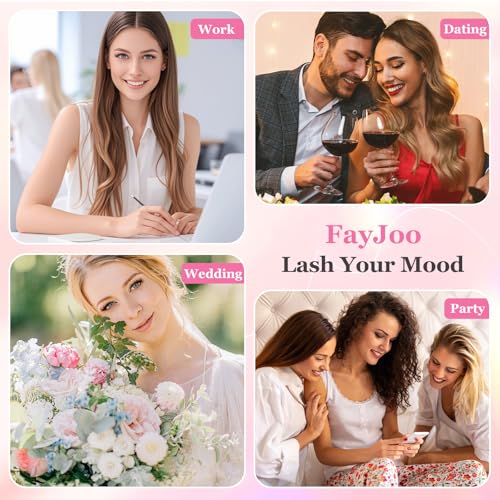 Natural Wispy Soft Lash Clusters Kit with 0.05mm Invisible Band, C Curl 8-16mm, DIY Salon Eyelash Extensions with Bond Seal Remover Tweezer, FayJoo AIRY 11 Kit
