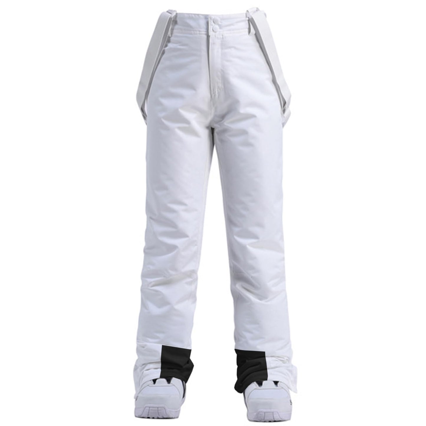 ALSOGO Women's Insulated Snow Pants Winter Warm Ski Pant Outdoor Waterproof Windproof Snowboard Bibs with Detachable Suspender White S