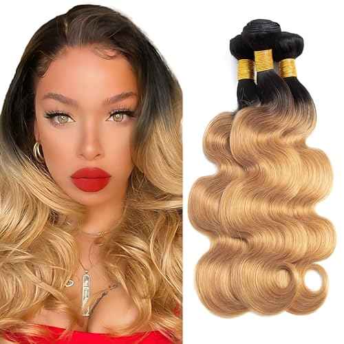 Honey Blonde Bundles 1B27 Ombre Bundles 20 22 24 Inch Blonde Body Wave Human Hair Bundle Double Weft Brazilian Unprocessed Virgin Hair
