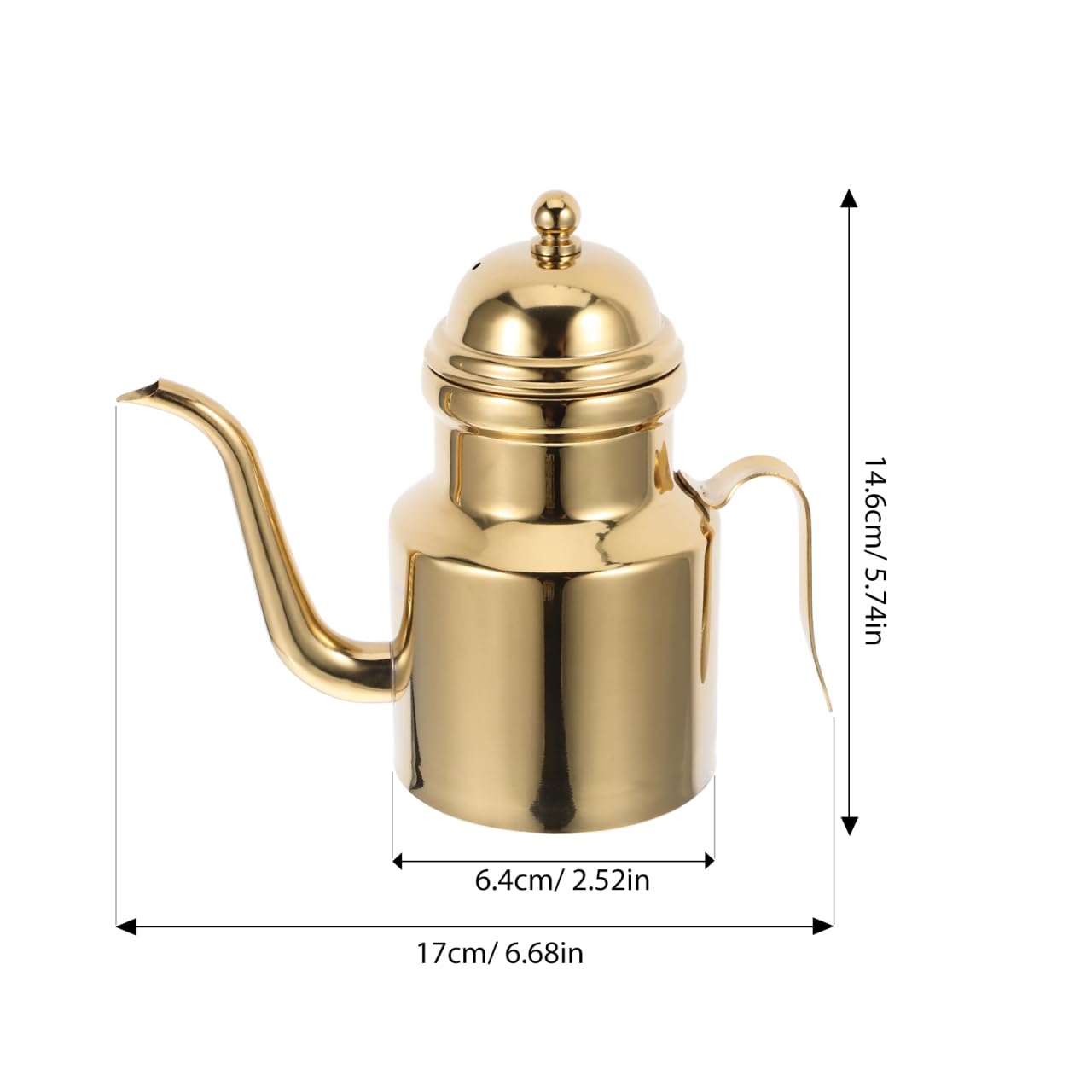 Pouring Oil Pot Stainless Steel Oil Dispenser 18oz Olives Can Metal Drip Vinegar Cruet Soy Sauce Pourer Bottle Grease Container for Seasoning Coffee Tea Drinks Golden