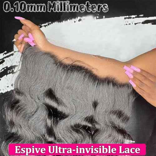 13x4 0.1mm SKINLIKE Ultra Thin Invisible HD Frontal Body Wave Transparent Lace Frontal Closure Melt Into Skin Easily Pre Plucked With Baby Hair 12A Grade Brazilian Human Hair 14 Inch