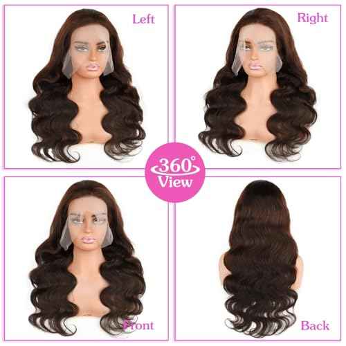 Brown Wig Human Hair 26 inch 13x6 Chocolate Brown Lace Front Wig Human Hair Pre Plucked for Women