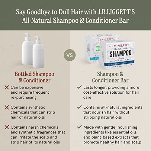 J.R.LIGGETT¡¯S Shampoo and Conditioner Bar - Conditioner 1.75oz + Two Moisturizing Formula Solid Shampoo Bar 3.5oz - All-Natural Ingredients for Hair Clean, Soft, Tangle-Free, 3 Pack