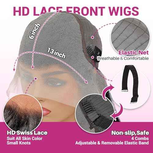 24Inch 13x6 HD Lace Front Wigs Human Hair 200% Density Body Wave Lace Front Wigs Human Hair Lace Front Wigs for Women Glueless Body Wave Wigs Human Hair Pre Plucked with Baby Hair Natural Black