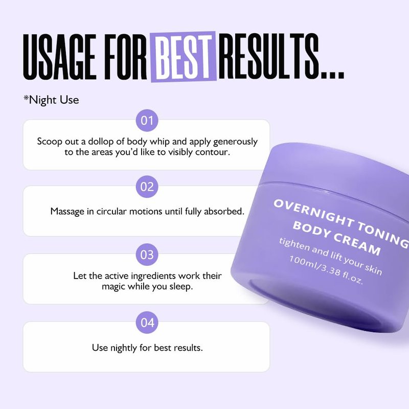 Overnight Toning Whip - Body Firming Anti-Wrinkle Gel for All Skin Types | Skin Tightening Formula