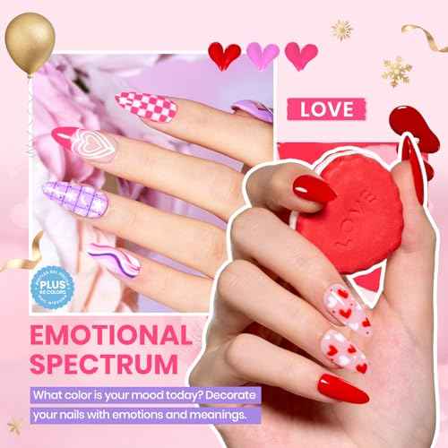 Beetles Winter Gel Nail Polish Set - Emotional Spectrum 69PCS 60 Colors Gel Polish Kit Base Coat Glossy & Matte Top Coat UV Led Soak off Collection Brown Red Black Nude White Christmas Gifts for Women