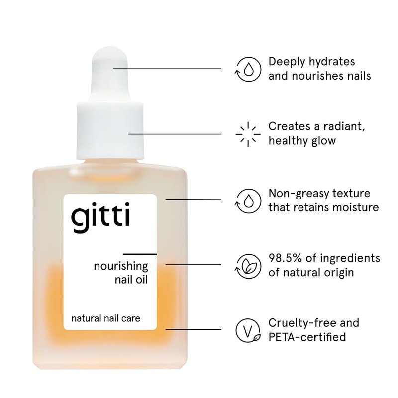 gitti Nail Recovery Treatment l Gift Set I Restoring Nail Serum, Nourishing Nail Oil, and Exfoliating Cuticle Gel I Plant-based, Non-Toxic, 30-Free, Natural Ingredients, Cruelty-Free, Vegan, Pack of 3