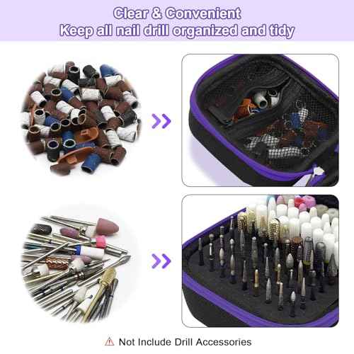 81 Holes Nail Drill Bit Holder, (ONLY CASE) Nail Bits Display Organizer Container, Nail Bits Container Box Case with High Density Foam, Efile Nail Bits Professional Manicure Tools, (Purple)