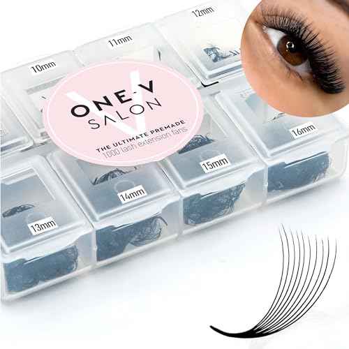 One V Salon, 1000 Loose Professional Use Premade Fans Eyelash Extensions, C Curl Volume Lashes,14D 20D 10D-0.07 Thickness, 9-16mm Fluffy Handmade Fan Mixed Tray