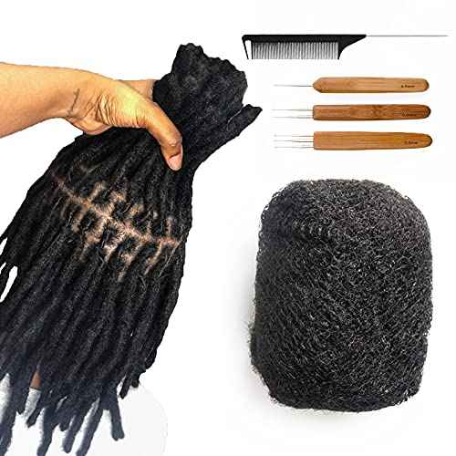 Tight Afro Kinky Bulk 100% Human Hair for Dreadlock Extensions, Locs Repair, Twists and Braids - 3 Bundles/Package (16 Inch, Natural Black)