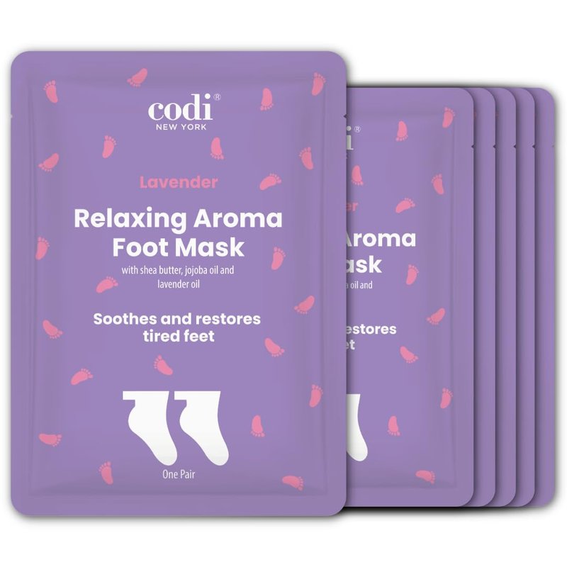 Codi New York Relaxing Aroma Foot Mask, Home Spa Moisturizing Pedicure Socks, 6 Pairs, For Dry Cracked Heel, Hydrating Foot Treatment, Made in Korea (Lavender)