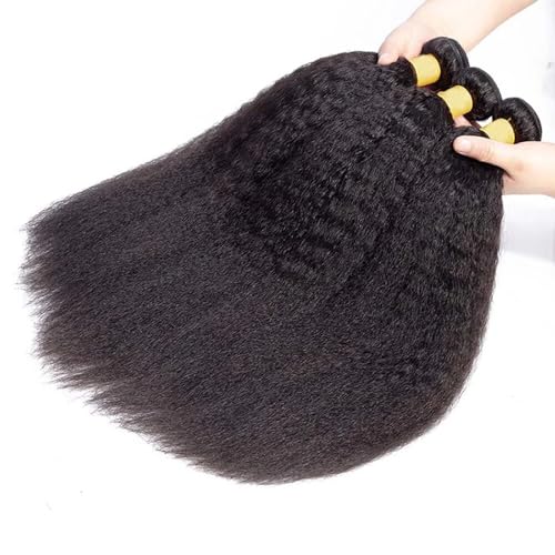 Yaki Human Hair Bundles Kinky Straight Bundles 24 26 28 Inch Natural Black Yaki Straight Bundle Human Hair Daily Wear Unprocessed Remy Hair Extensions For Women Deals