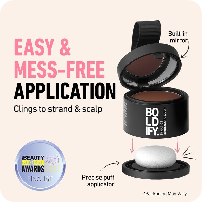 Boldify Hairline Powder Bundle - Root Touchup Hair Loss Powder with Natural Volumizing Shampoo & Conditioner for Fine Dark Brown Hair