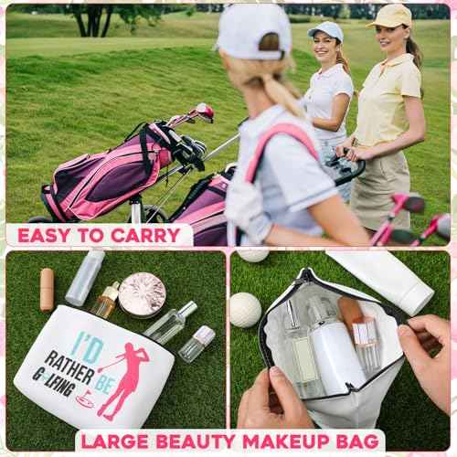 12 Pcs Golf Gifts for Women Female Cosmetic Bags Golfer Makeup Bag Canvas Toiletry Pouch with Zipper Accessories for Women Ladies Golf Lover Player Fans Birthday Gifts