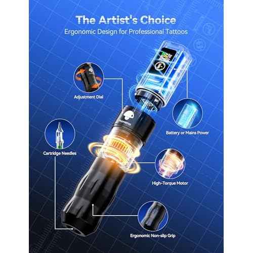 Phomemo Wireless Tattoo Gun Kit, Tattoo Machine Kit with Tattoo Power Supply, Tattoo Kit for Beginners Complete Set, Tattoo Pen Machine Kit with 20 Tattoo Cartridge Needles