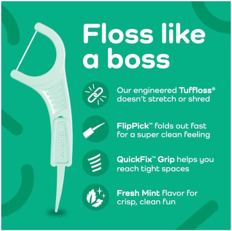 Plackerrs Micro Mint Dental Floss Picks - Fresh Mint Flavor | 150 Count Pack